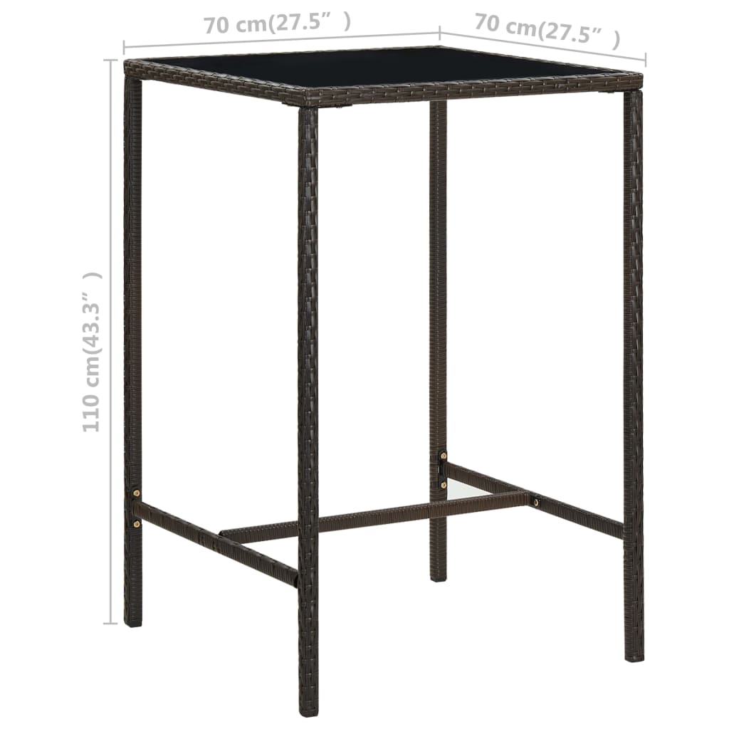 Garden Bar Set Brown PE rattan Standard Durable Garden Bar Set