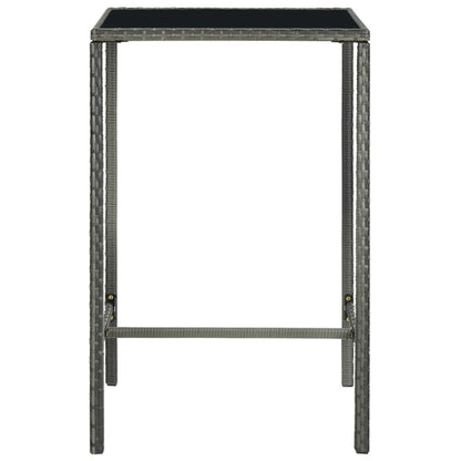 Garden Bar Set Grey PE Rattan, Powder-Coated Steel, Tempered Glass