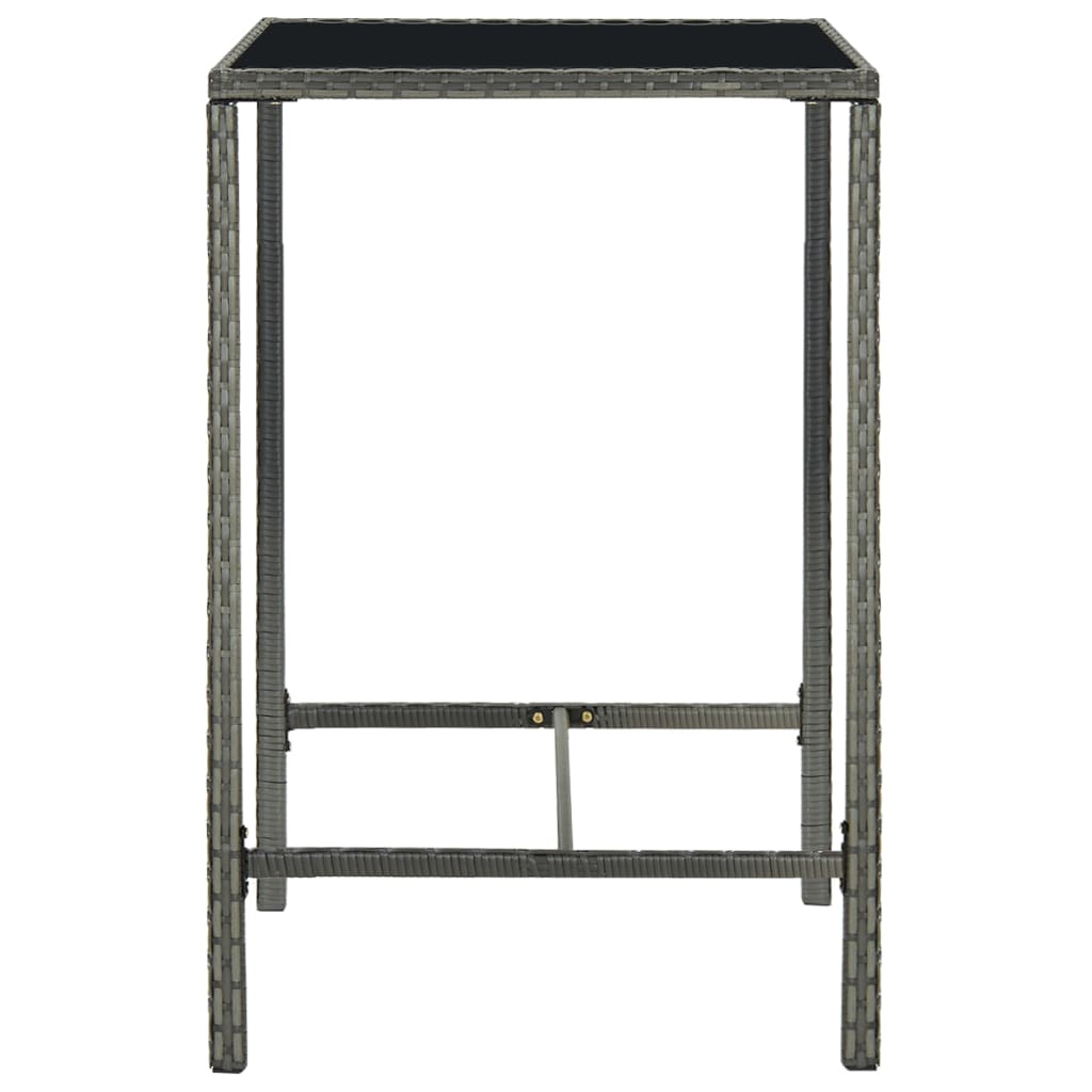 Garden Bar Set Grey PE Rattan, Powder-Coated Steel, Tempered Glass