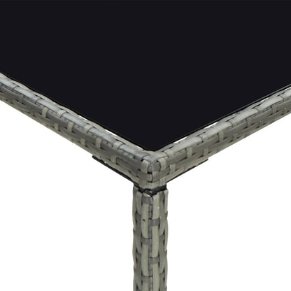 Garden Bar Set Grey PE Rattan, Powder-Coated Steel, Tempered Glass