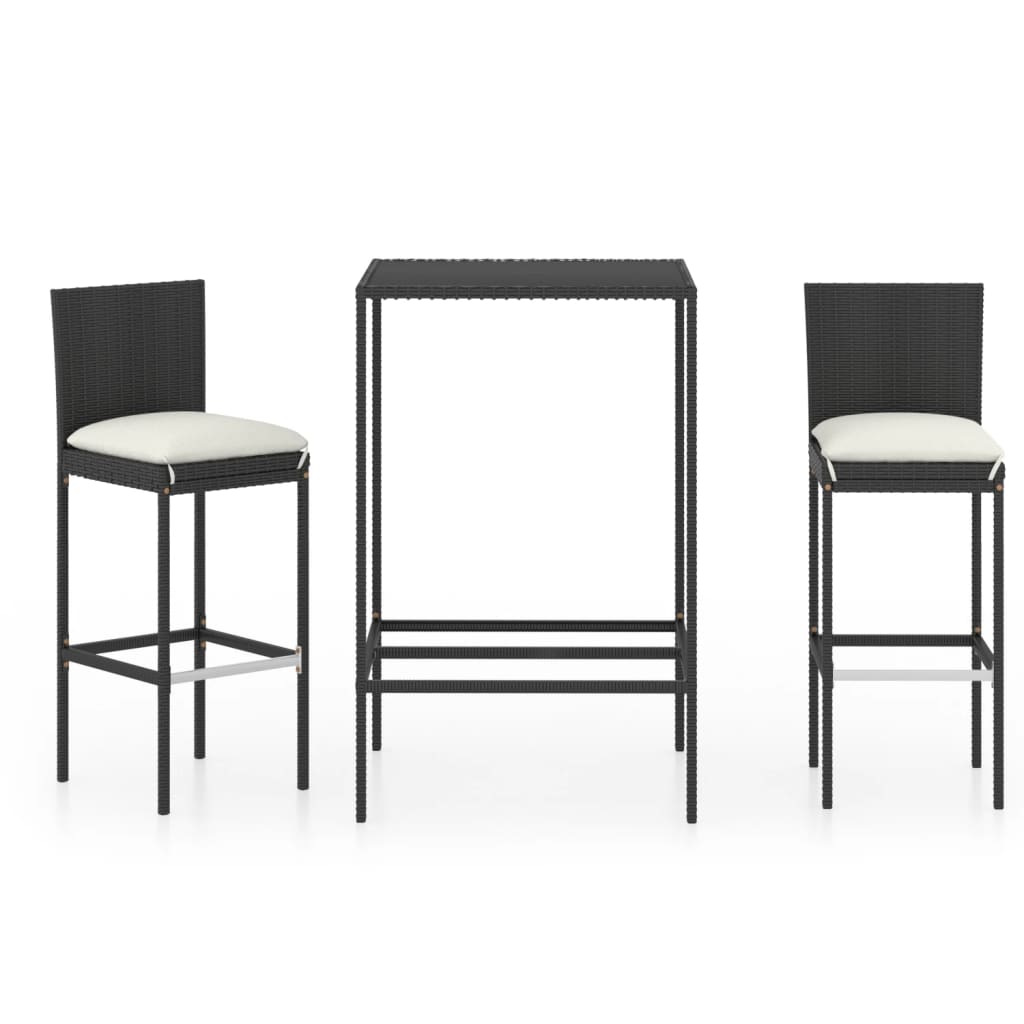Garden Bar Set Table: Black, Cushions: Cream White