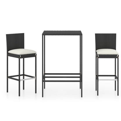 Garden Bar Set Table: Black, Cushions: Cream White