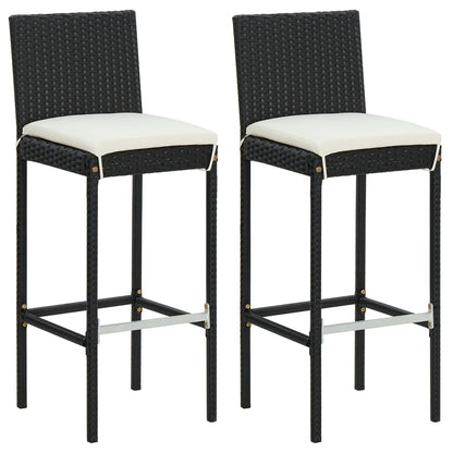 Garden Bar Set Table: Black, Cushions: Cream White