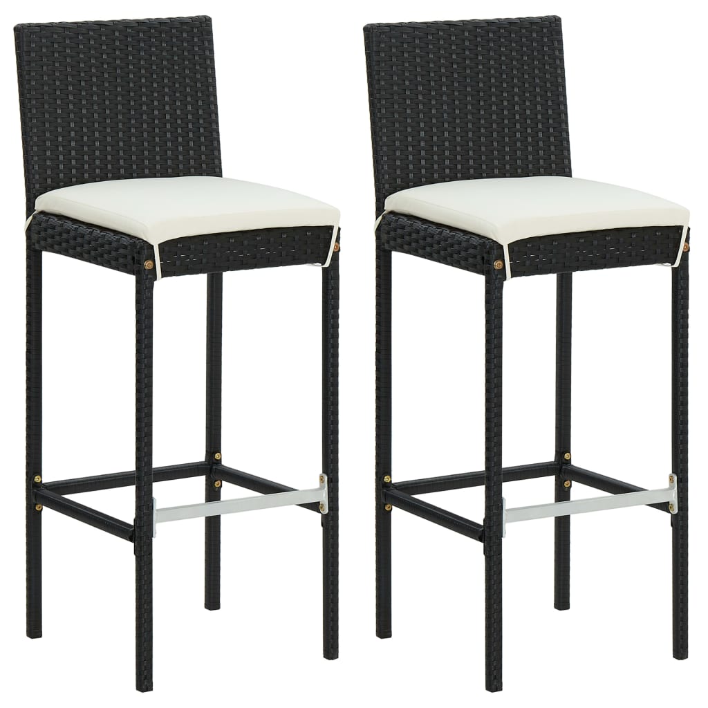 Garden Bar Set Table: Black, Cushions: Cream White