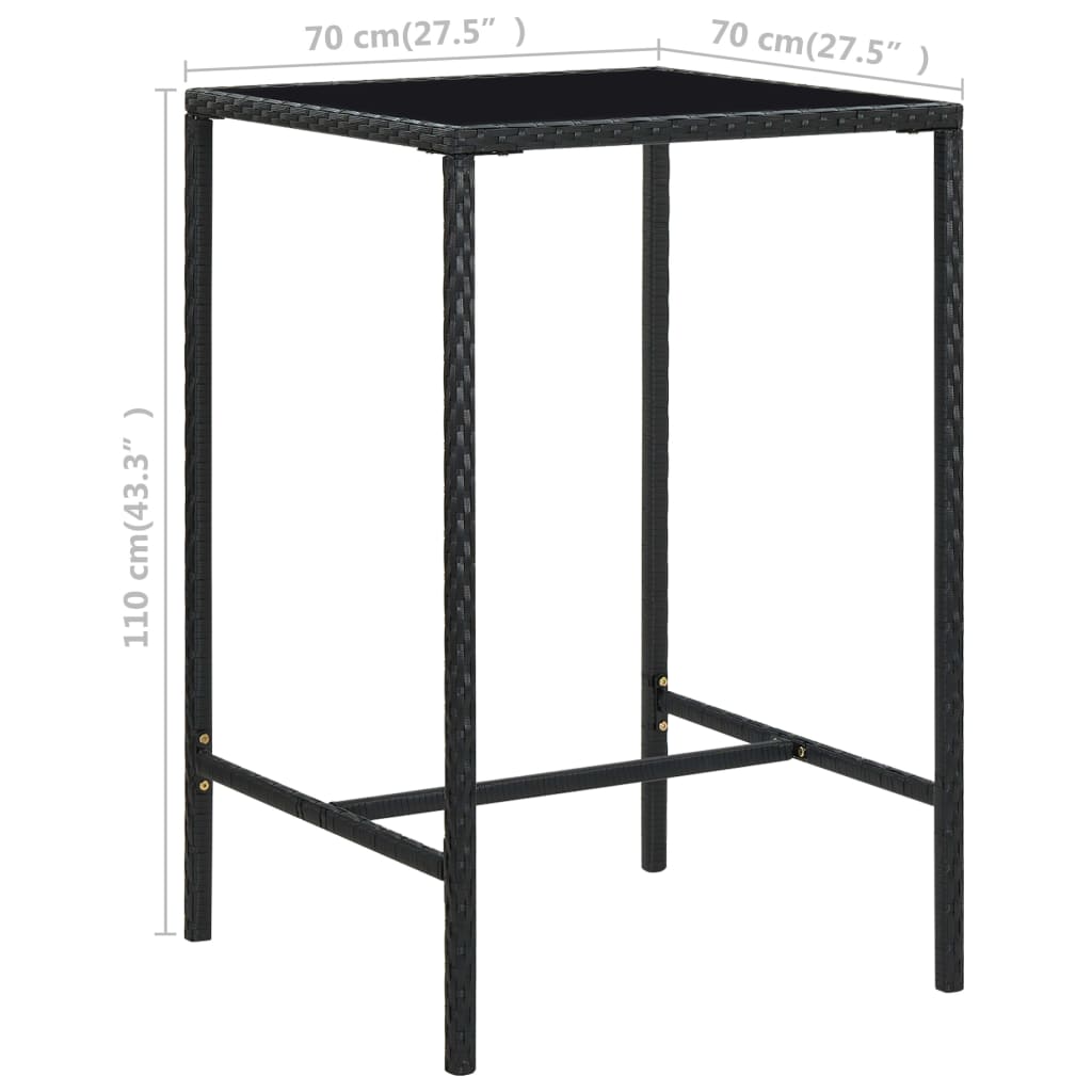 Garden Bar Set Table: Black, Cushions: Cream White