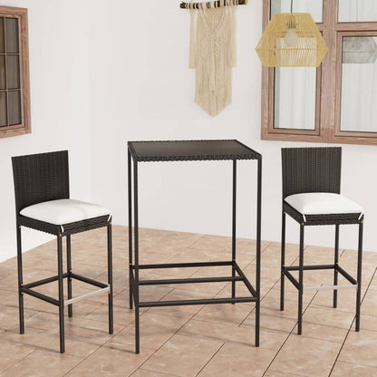 Garden Bar Set Table: Black, Cushions: Cream White