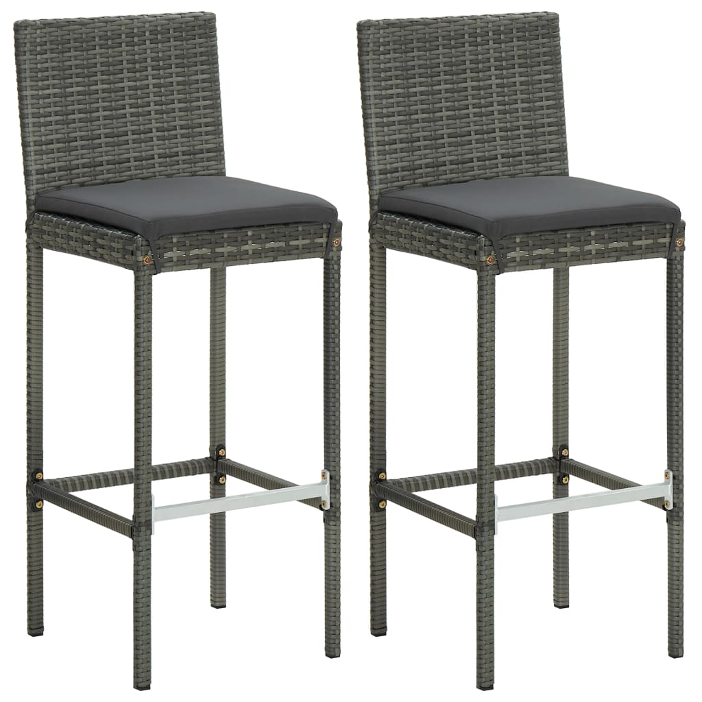 Garden Bar Set Grey PE rattan Medium Footrest Garden Bar Set