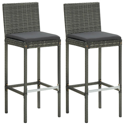 Garden Bar Set Grey PE rattan Medium Footrest Garden Bar Set