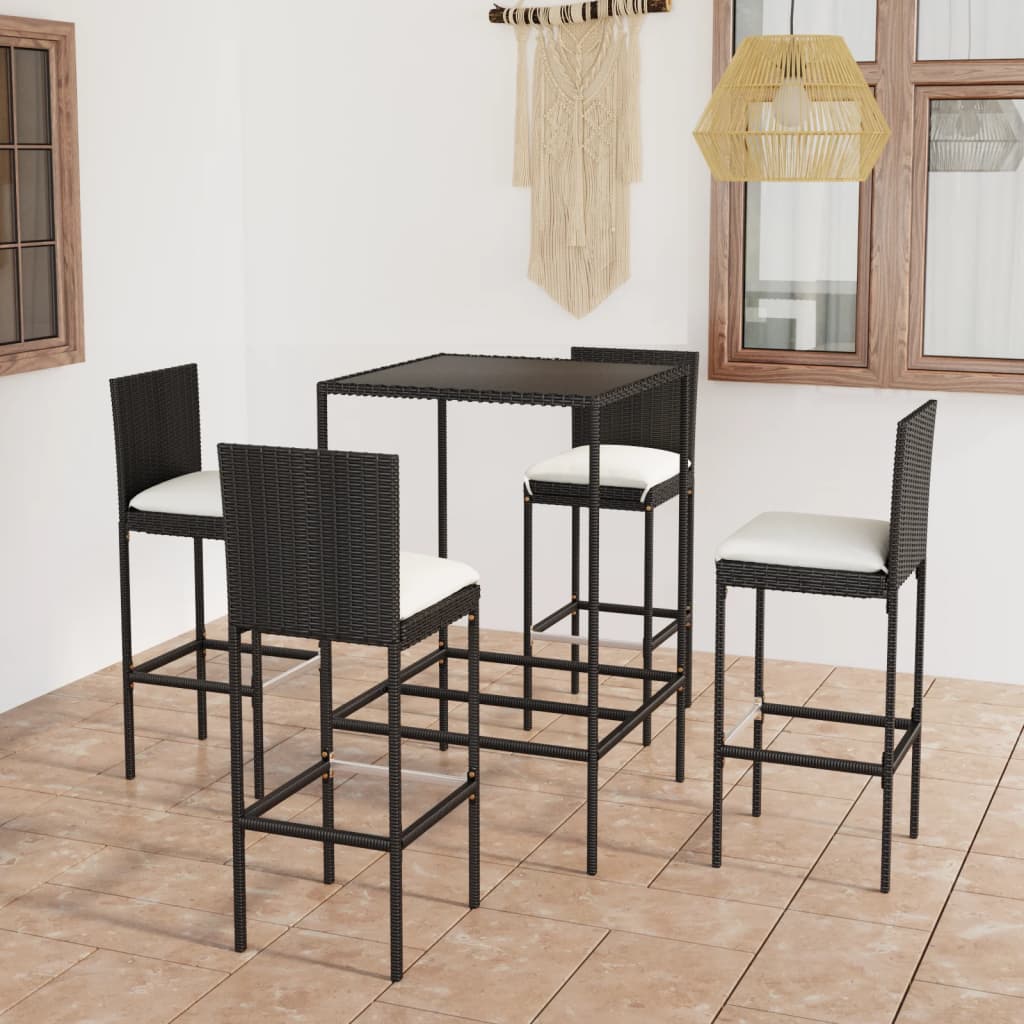 Garden Bar Set Table: Brown PE rattan Medium Seats Many