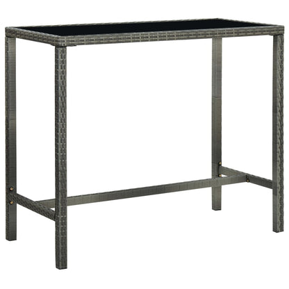 Garden Bar Set Grey PE Rattan, Powder-Coated Steel, Tempered Glass