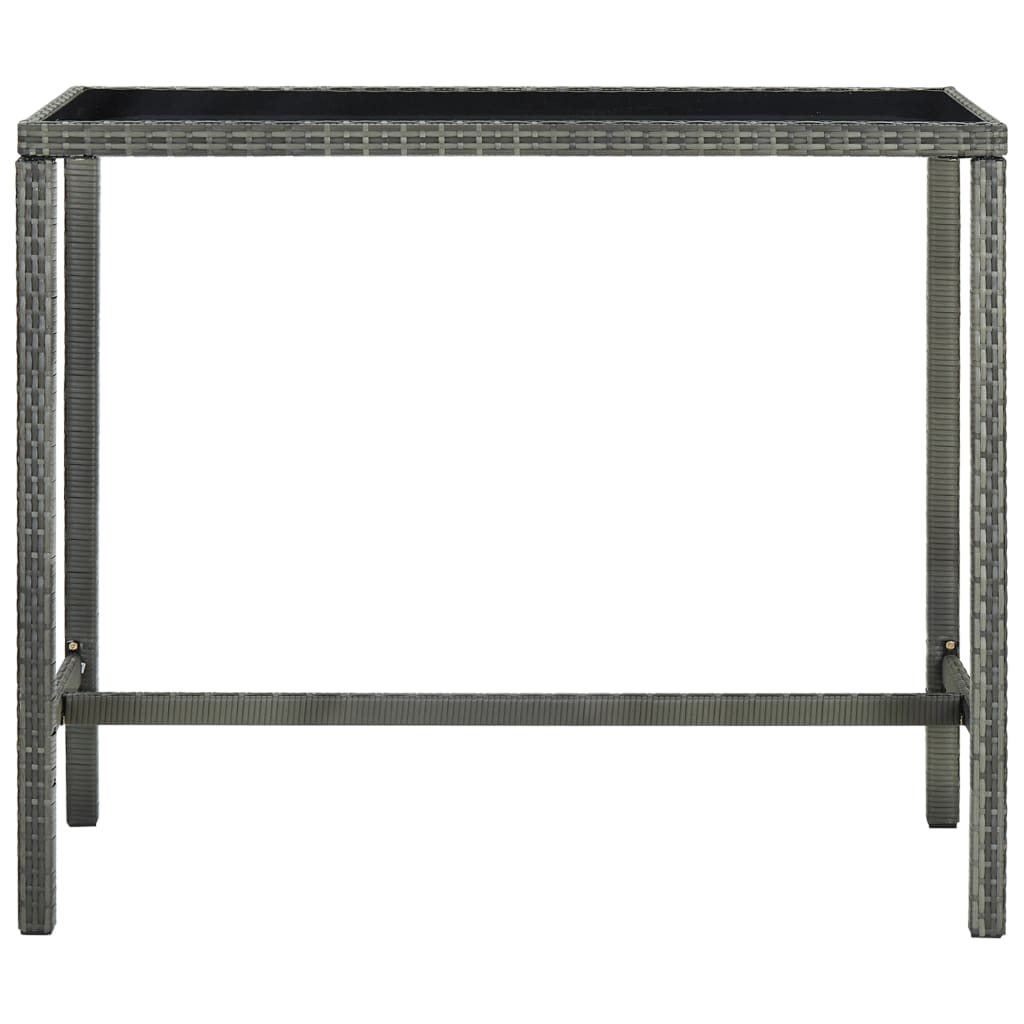 Garden Bar Set Grey PE Rattan, Powder-Coated Steel, Tempered Glass