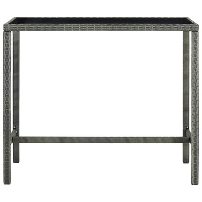 Garden Bar Set Grey PE Rattan, Powder-Coated Steel, Tempered Glass