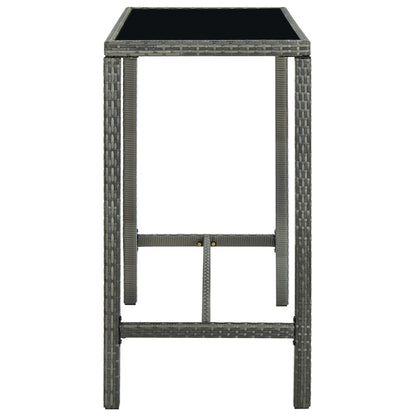 Garden Bar Set Grey PE Rattan, Powder-Coated Steel, Tempered Glass