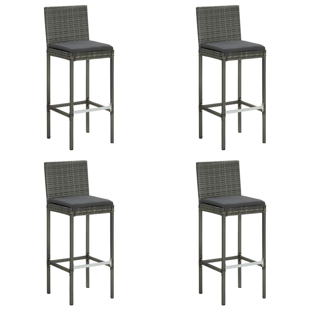 Garden Bar Set Grey PE Rattan, Powder-Coated Steel, Tempered Glass