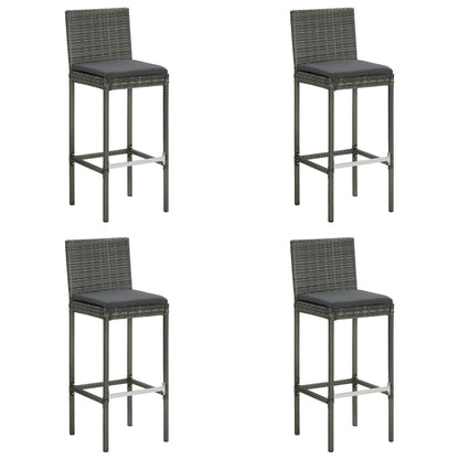 Garden Bar Set Grey PE Rattan, Powder-Coated Steel, Tempered Glass