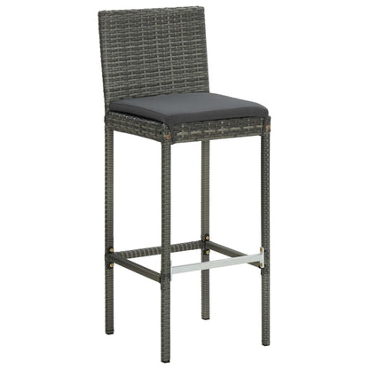 Garden Bar Set Grey PE Rattan, Powder-Coated Steel, Tempered Glass