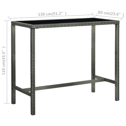 Garden Bar Set Grey PE Rattan, Powder-Coated Steel, Tempered Glass