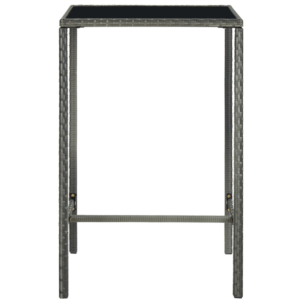 Garden Bar Set Grey PE rattan, powder-coated steel, tempered glass