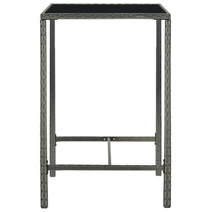Garden Bar Set Grey PE rattan, powder-coated steel, tempered glass