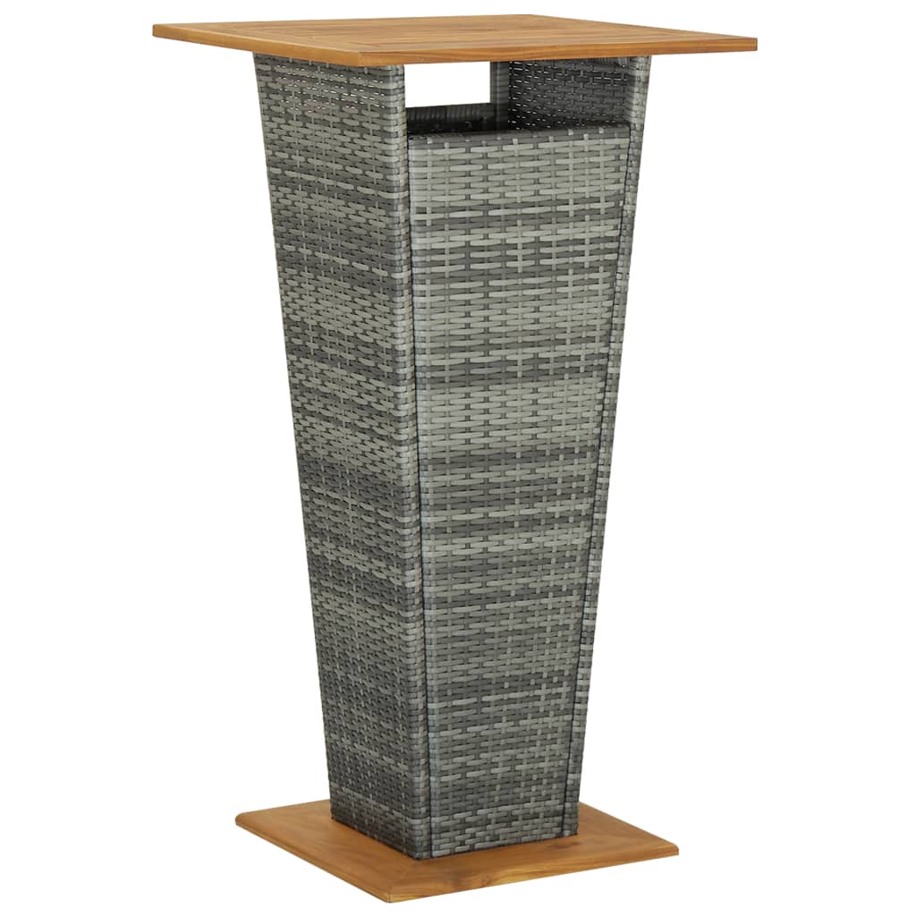 Garden Bar Set Grey PE rattan, powder-coated steel, solid acacia wood