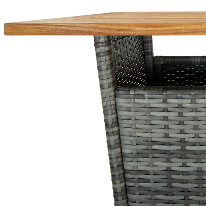 Garden Bar Set Grey PE rattan, powder-coated steel, solid acacia wood