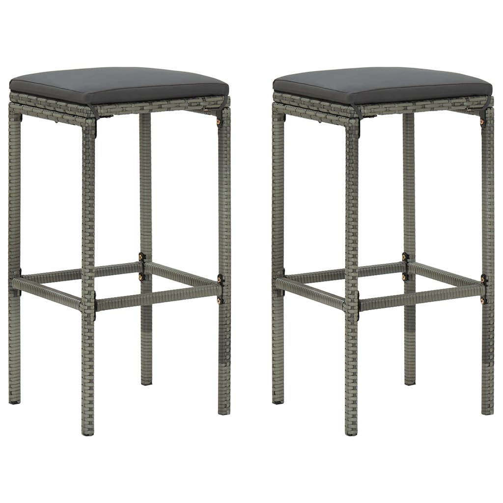 Garden Bar Set Grey PE rattan, powder-coated steel, solid acacia wood