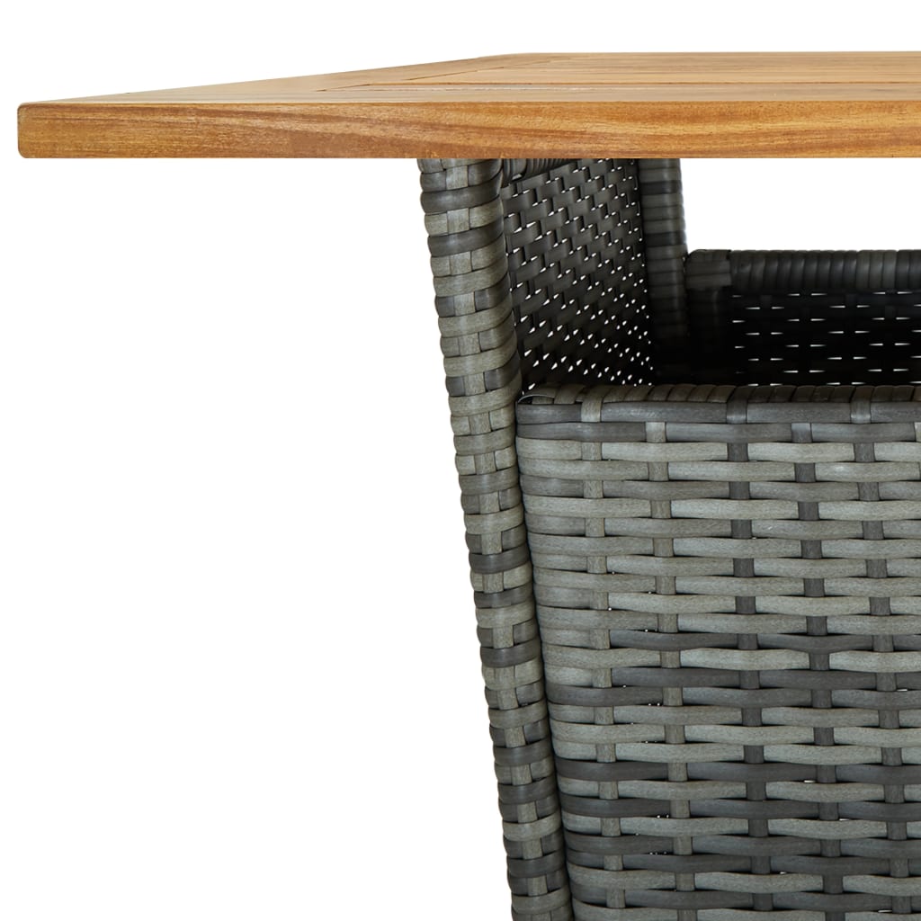 Garden Bar Set Grey PE rattan, powder-coated steel, solid acacia wood
