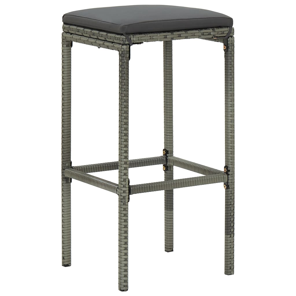 Garden Bar Set Grey PE rattan, powder-coated steel, solid acacia wood