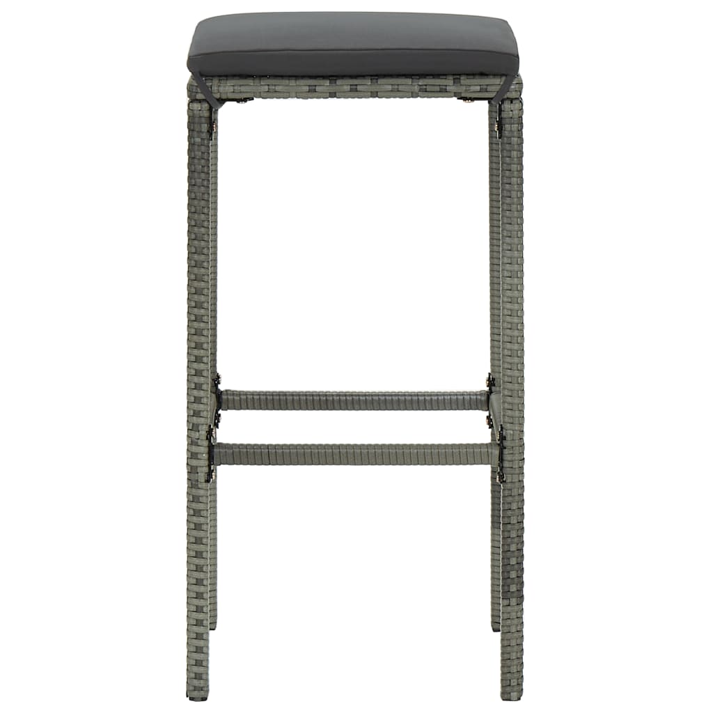 Garden Bar Set Grey PE rattan, powder-coated steel, solid acacia wood