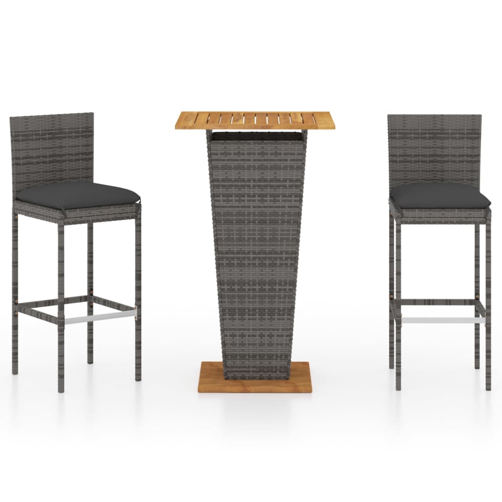 Garden Bar Set Grey Poly rattan Medium Durable Garden Bar Set