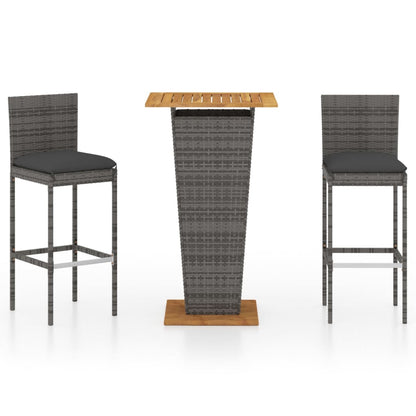 Garden Bar Set Grey Poly rattan Medium Durable Garden Bar Set