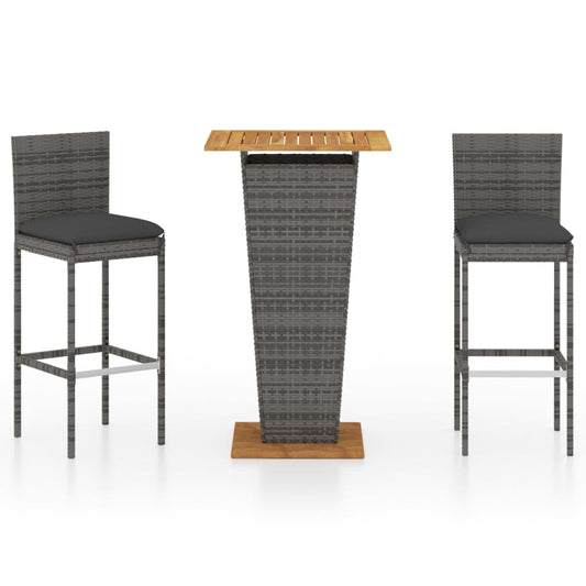 Garden Bar Set Grey Poly rattan Medium Durable Garden Bar Set