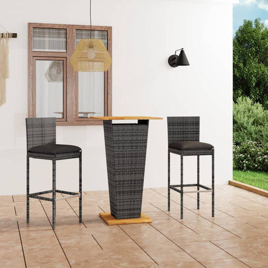 Garden Bar Set Grey Poly rattan Medium Durable Garden Bar Set