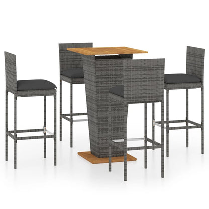 Garden Bar Set Grey Poly Rattan Small Footrest Garden Bar Set