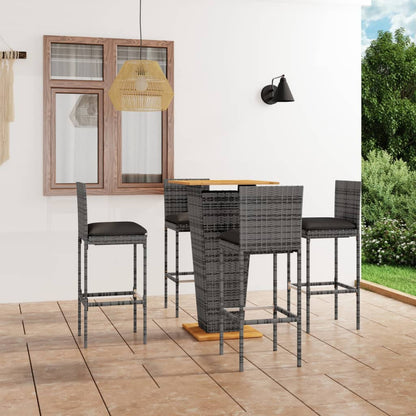 Garden Bar Set Grey Poly Rattan Small Footrest Garden Bar Set