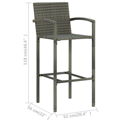 Garden Bar Set Grey PE Rattan Medium Footrest Garden Bar Set