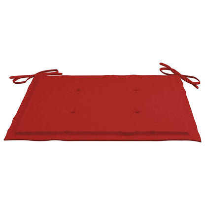 Garden Chair Set of 2 Red cushions, Teak wood