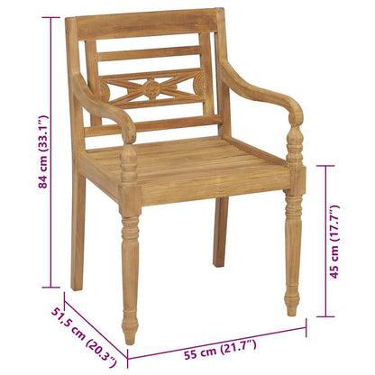 Garden Chair Set of 2 Red cushions, Teak wood