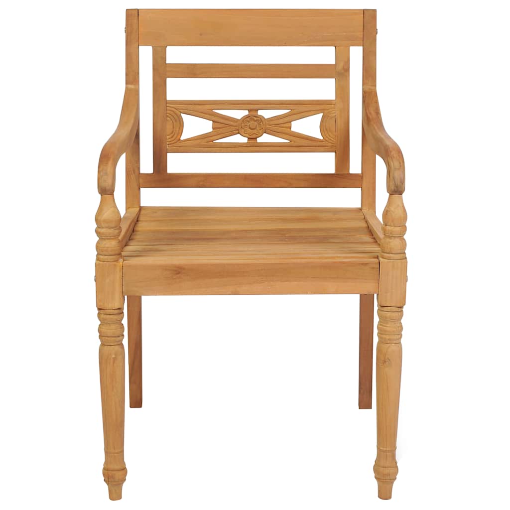 Garden Chair Set of 2 Red cushions, Teak wood