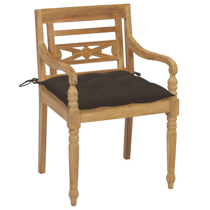 Batavia Chairs 2 pcs with Taupe Cushions Solid Teak Wood