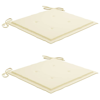 Garden Chair Set of 2 Warm wood with cream cushions