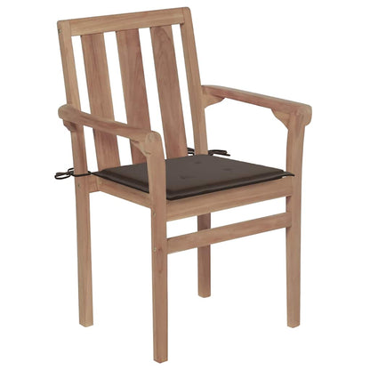 Patio Chair Set of 2 Teak with Taupe cushions