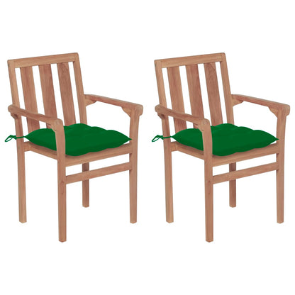 Patio Chair Set of 2 Teak Solid Teak wood Standard Stackable