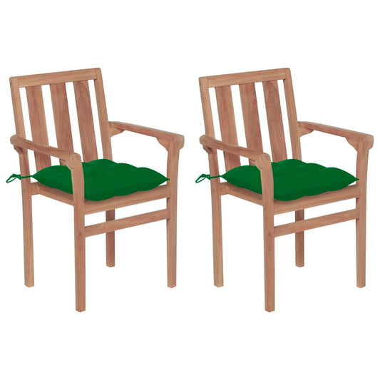 Patio Chair Set of 2 Teak Solid Teak wood Standard Stackable