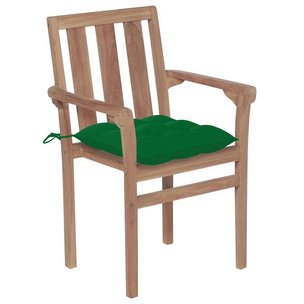 Patio Chair Set of 2 Teak Solid Teak wood Standard Stackable