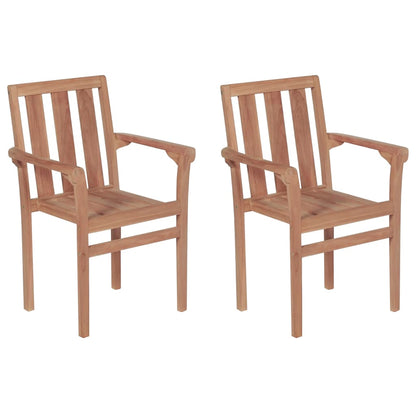 Patio Chair Set of 2 Teak wood, black cushions