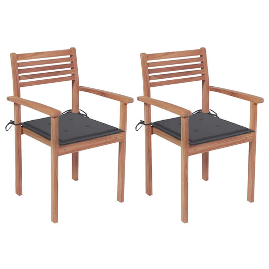 Garden Chair Set of 2 Teak Teak wood, polyester Medium