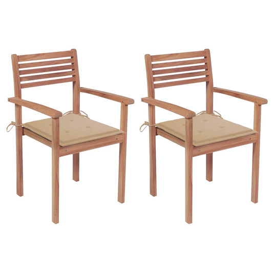 Garden Chair Set of 2 Natural Wood Solid teak wood Standard