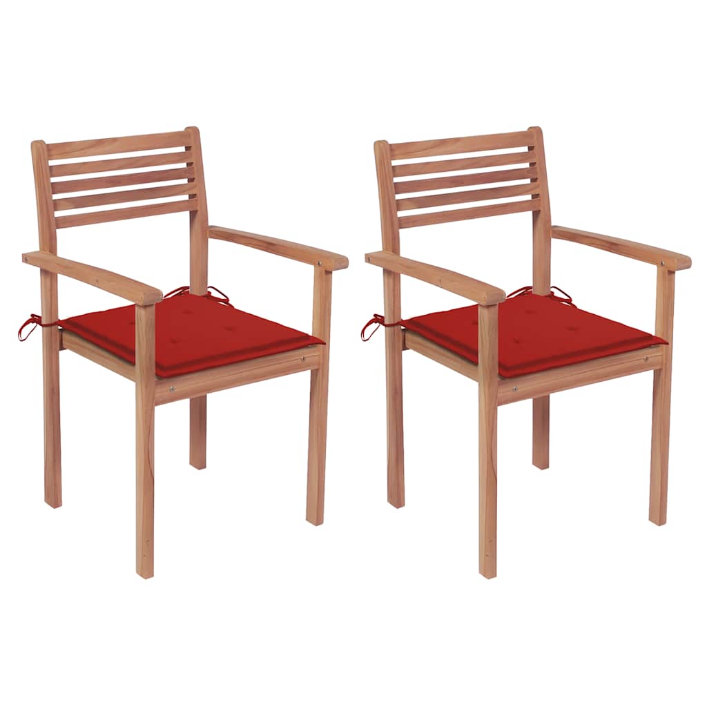 Garden Chair Set of 2 Teak brown Teak wood, polyester fabric