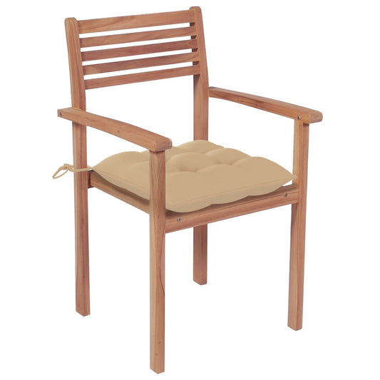 Patio Chair Set of 2 Beige Fine sanded teak hardwood Standard